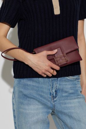 Fendi Mamma Baguette Clutch, Womens, Burgundy