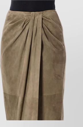 Ralph Lauren leather draped midi skirt