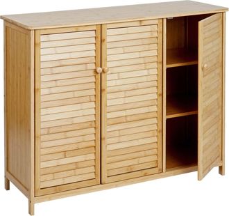 Hhg Hhg - Nunca Usado] Mueble De Ba&ntilde;o 836, Mueble De Ba&ntilde;o Estanter&iacute;a De Ba&ntilde;o Cajonera, 3 Puertas Bamb&uacute; 81x97x34cm