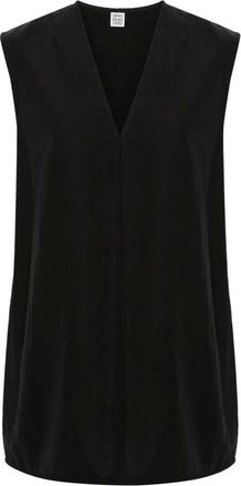 Toteme Tops, Dames, Zwart, S, Fluid V-neck Top