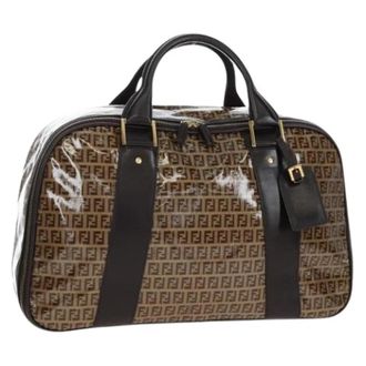 Fendi Pre-owned Zucchino Canvas Boston Bag - Dames - Vintage Weekendtas - Bruin - ONE Size - Leer - Vintage