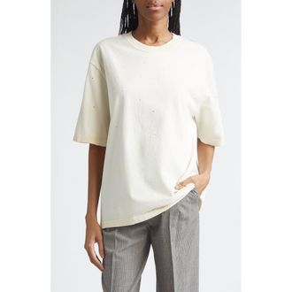 Golden Goose Distressed Boxy Cotton T-Shirt in Heritage White at Nordstrom, Size Xx-Small