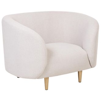 Beliani Sill&oacute;n De Poli&eacute;ster Beige Dorado Boucl&eacute; Suave Patas Retro Glamour Loen