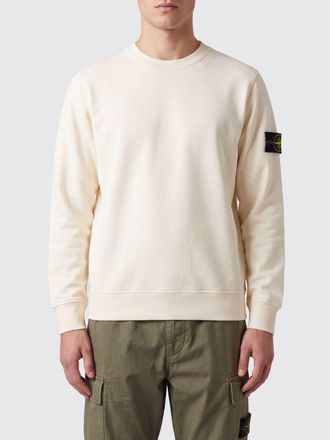 Stone Island Felpa girocollo in cotone con patch logo Compass