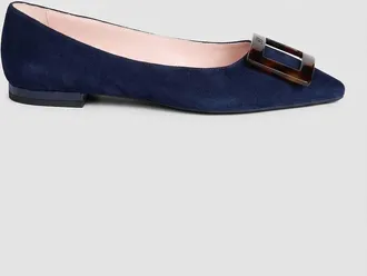 Roger Vivier Gommettine Suede Ballerina Flats
