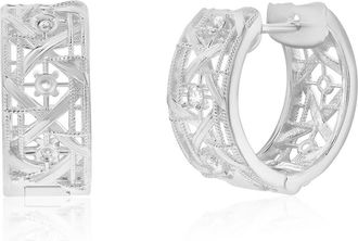 Suzy Levian Golden Helix Cutout Huggie Hoops in White at Nordstrom Rack