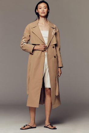 NVLT Longline Embroidered Trench Coat Jacket