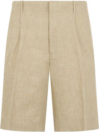 Slowear Slowear, Korte Broeken, Heren, Beige, XL, Linnen, Gevouwen Bermuda Shorts