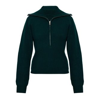 Anine Bing June Trucker Collar Sweater - Knitwear - Mujer - Verde - S