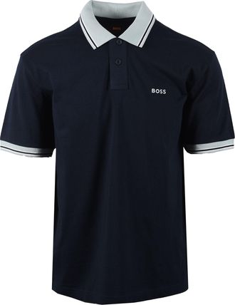 Boss Orange by Hugo Boss Mens BLOCKS POLO DARK BLUE - Navy Cotton - Size X-Large