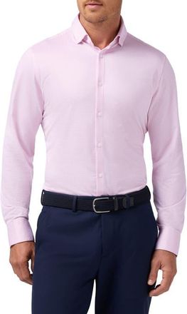 Mizzen+Main Haylard Trim Fit Pink Gingham Textured Knit Button-Up Shirt in Pink Salt Peter Gingham at Nordstrom, Size Xx-Large