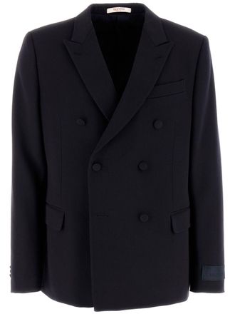 ジャケット Valentino Black wool double-breasted jacket Valentino Uomo 1970s Men's Black Wool Double-Breasted Suit