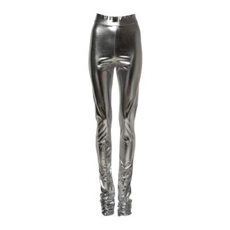 Dolce & Gabbana Skinny Trousers, female, Gray, 2XS, Metallic Slim Fit High Waist Leggings