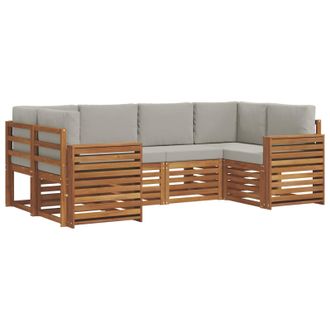 vidaXL Conjunto De Sof&aacute; Seccional Con Coj&iacute;n 6 Pcs Gris Natural Y Claro Vidaxl