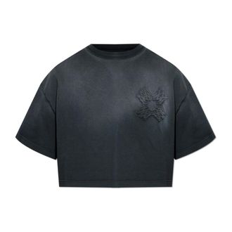 Amiri T-Shirts, female, Black, Size: XS MA Quad Cropped Tee