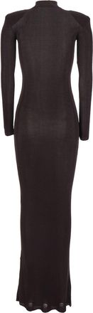 Self Portrait Womens Brown Turtleneck Long Dress With Shoulder Pads Viscose