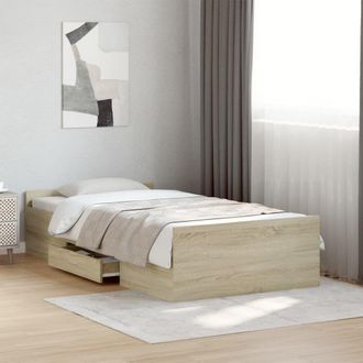 Berkfield Home Bed Frame with Drawers without Mattress Sonoma Oak 90x190 cm Single in Brown