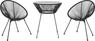 vidaXL Juego De Comedor Para Jard&iacute;n 3 Piezas Negro Vidaxl