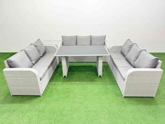 Fimous Patio Garden Furniture Sets with Side Table Light Grey