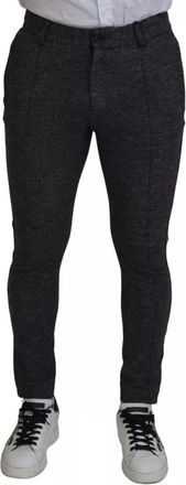 Dolce & Gabbana Gray Chevron Viscose Skinny Mens Pants