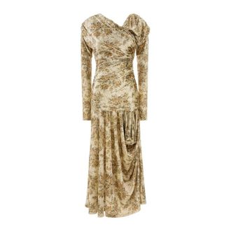 Ganni Gedrukte fluwelen jurk - Dames - Maxi kleedjes - Veelkleurig - XS - Kleedjes