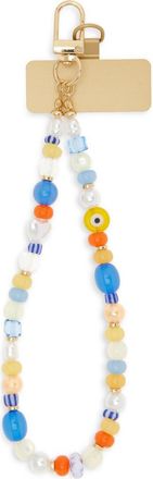 Chelsea28 Beaded Phone Strap in White Multi- Gold at Nordstrom