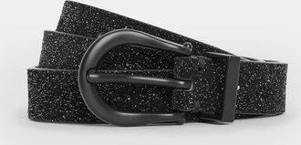 AllSaints Womens Cow Leather Luna Sparkle Skinny Leather Western Belt, Size: XL