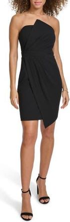 Siena My Balconia Asymmetric Crepe Scuba Knit Minidress in Black at Nordstrom Rack, Size 10