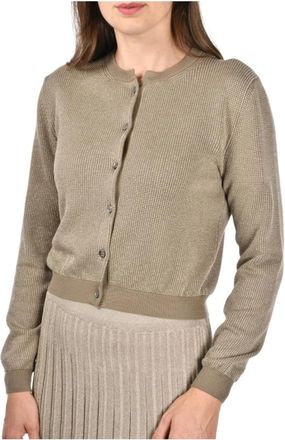 Gran Sasso Jacquard Koreaanse Cardigan met Lurex - Dames - Vesten - Groen - M - Truien & Vesten
