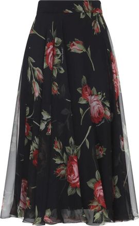 Dolce & Gabbana Rokken, Dames, Veelkleurig, S, Chiffon, Rose Bouquet Chiffon Cirkelrok