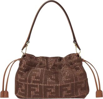 Fendi Mamma Baguette Medium Raffia Handtas - Dames - Schoudertassen - Bruin - ONE Size - Leer - Tassen