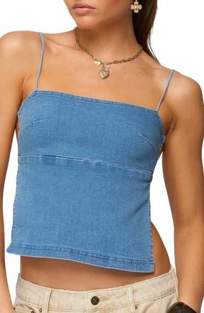 Edikted Conley Backless Denim Top in Blue-Washed at Nordstrom, Size X-Small