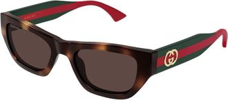 Gucci Sunglasses, female, Brown, Size: 52 MM Rectangular Cat-eye Sunglasses