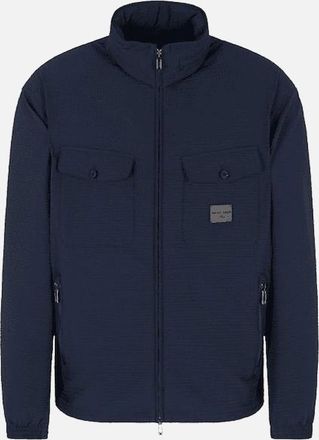 Emporio Armani Mens Patch Logo Nylon Navy Blouson Jacket - Size: 42/Regular
