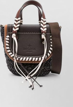 Cuba Lab calf leather and straw bucket bag