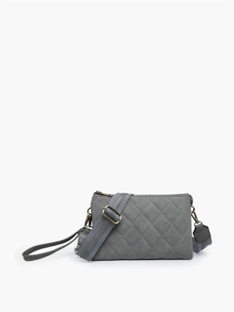 Jen & Co. Izzy Vegan Quilted Crossbody Bag In Grey Blue