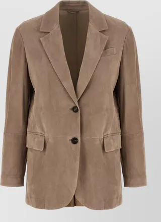 Brunello Cucinelli suede single breasted blazer soft tailoring