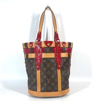 Louis Vuitton Brown Red Color Monogram Shoulder Bag Tote Bag (Pre-Owned)