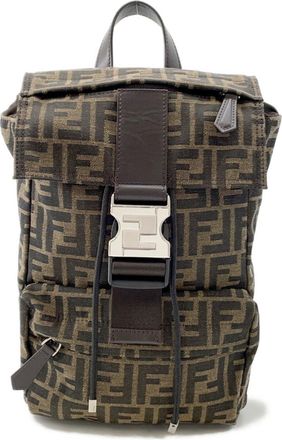 Fendi Zucca Black Brown Canvas Leather Sling Bag (Pre-Owned)
