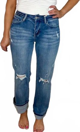 Kancan Straight Leg Denim Jeans In Medium Wash