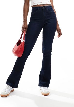 Noisy May Sallie high waist flare jeans in dark blue wash-Navy
