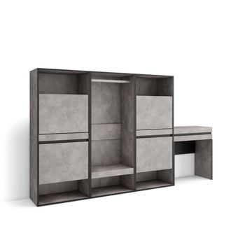 Skraut Home Skraut Home - Zapatero, Armario Zapatos Botas, 250x145x35 Cm, Dormitorio, Habitaci&oacute;n, Vestidor Abierto, Tocador, Estilo Moderno, Gris Cemento
