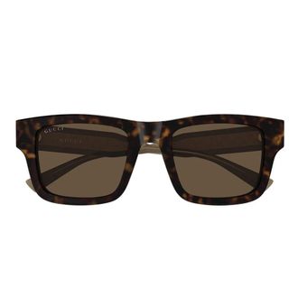 Gucci Rechthoekige Zonnebril - unisex - Zonnebrillen - Bruin - 52 MM - Nylon - Accessoires