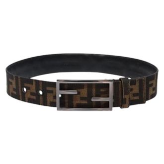 Fendi Pre-owned Belts, female, Brown, Size: ONE SIZE Pre-owned Vintage Zucca Canvas Leather Belt
