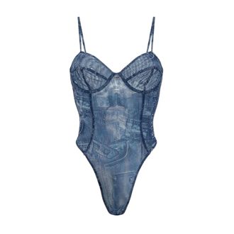 Diesel Bridget Bodysuit - Dames - Tops - Blauw - Maat: 2XS Katoen