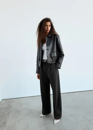 Mango Pantaloni diritti pinces grigio - Donna - 36 - MANGO