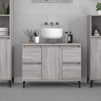 Berkfield Home Sink Cabinet Grey Sonoma 80x33x60 cm Engineered Wood | Size: 80 x 33 x 60 cm