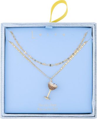 Leith Espresso Martini Pendant Layered Chain Necklace in Brown Multi- Gold at Nordstrom Rack