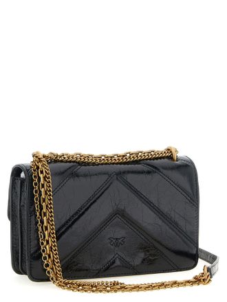 Pinko Chevron-Quilted Calf Leather Shoulder Bag - Black