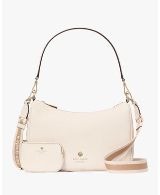 Kate Spade New York Womens Emma Pebbled Leather Medium Shoulder Bag - White - One Size